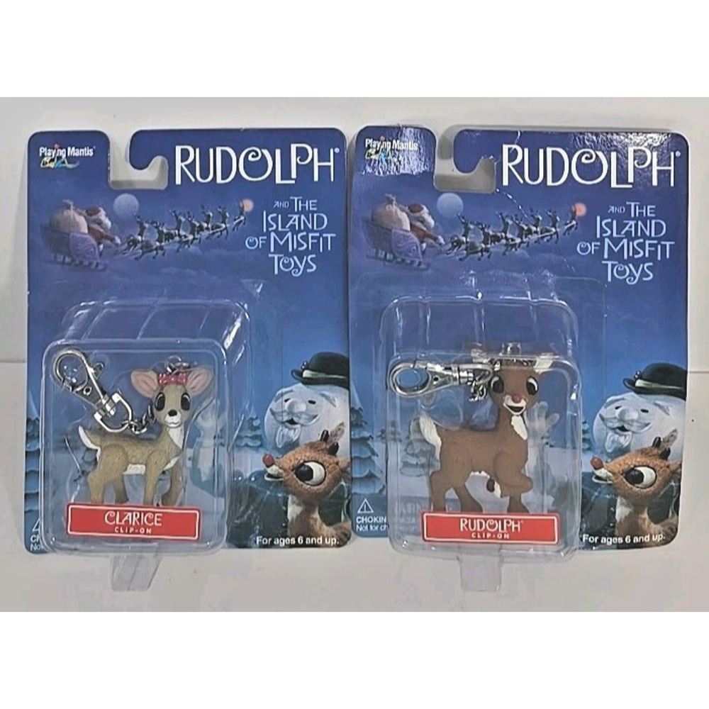 Clip On Ornament Island Misfit Toy Rudolph Red Nosed Reindeer & Clarice Set 2 U5